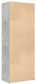 betonszürke szerelt fa magasszekrény 70 x 42,5 x 185 cm