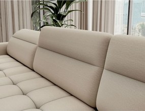 Bézs bársony kinyitható-tárolóhelyes sarokkanapé (jobb oldali-U alakú) Berrto – ELTAP