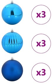 Karácsonyi Díszgömb Készlet 9 pcs Kék