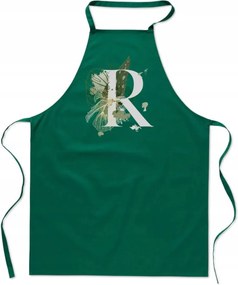 Konyhai Kötény zöld R Betűvel név monogram Roksana Rafał FA_410_z