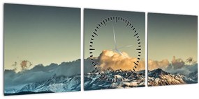 Kép - magas hegyek csúcsai (órával) (90x30 cm)