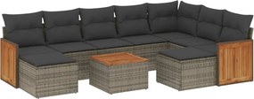vidaXL 10 részes szürke polyrattan kerti ülőgarnitúra párnákkal