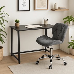 Dolgozószobai szett – összecsukható íróasztal ZARIMO 80×40 cm fekete + irodai szék AVOLA VELVET szürke