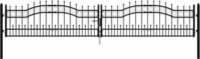 vidaXL fekete porszórt acél kerítéskapu lándzsás tetejjel 394,5 x 78 cm