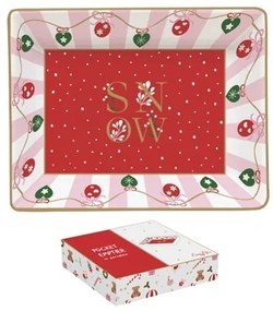 Karácsonyi Porcelán kis kínáló tálka 14x11 cm díszdobozban Christmas Twist