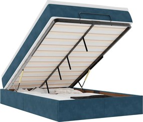 vidaXL Ottomán ágykeret matraccal sötétkék 120x200cm bársony