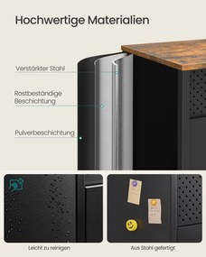 Fém tárolószekrény, 4 ajtós, mágneses záródás, rusztikus barna-fekete