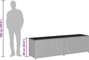 Barna Polyrattan Kerti Tárolóláda 200 X 50 X 60 Cm