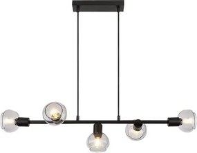 Rabalux sullivan beltéri függeszték 5xe14 ip20 fekete füstszínű üveg