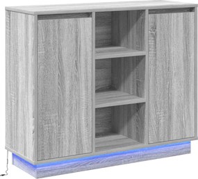 vidaXL LED tálaló Szürke Sonoma 90 x 32 x 75 cm Faanyag