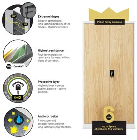 Fém iratszekrény JAN, 900 x 1850 x 400 mm, Eco Design: fehér/ sonoma tölgy