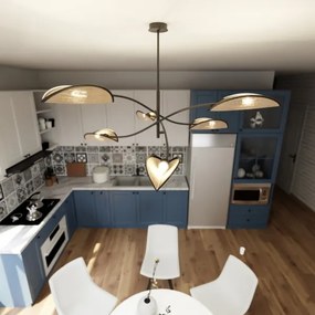 Csillár rúdon LOTUS 6xE14/10W/230V fekete/bézs