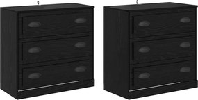 vidaXL Oldalszekrények 2 pcs Fekete tölgy 70 x 35,5 x 67,5 cm Faanyag