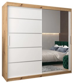 Ruhászszekrény 200 cm tükörrel Verika 2 200 (artisan tölgy + fehér). 1064221