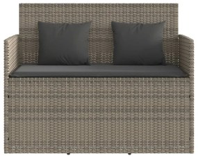 szürke polyrattan akácfa kerti pad párnával