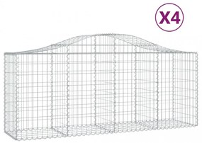 4 db íves horganyzott vas gabion kosár 200x50x80/100 cm