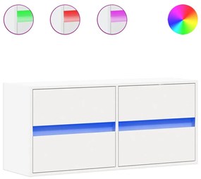 fehér falra szerelhető TV-szekrény LED-lámpákkal 100x31x45 cm