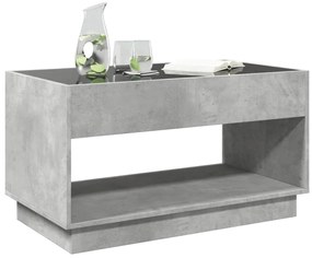 Betonszürke végtelen hatású LED-es dohányzóasztal 90x50x50 cm