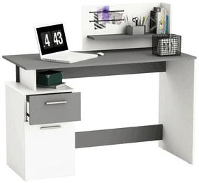 Számítógépasztal, fehér/sötétszürke, PLATON