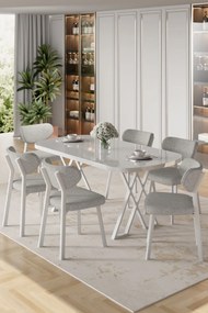 Axton étkezőgarnitúra, fehér-szürke, 168 cm – TR240CHR2713