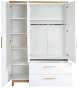 Fehér gyerek ruhásszekrény tölgyfa dekorral 135x200 cm Finn – Roba