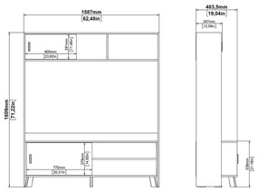 Fehér-natúr színű nappali bútor szett tölgyfa dekorral 159x181x48 cm Ikast – Tvilum