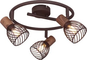 Globo 54817-3 Spot fém rozsdabarna sötét fa megjelenésű betéttel. Ø:280, H:160, exkl. 3xE14 40W 230V