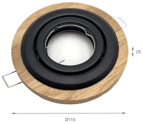 3 darabos TOBBY süllyesztett mennyezeti lámpa 1xGU10/20W/230V, Ø 11,5 cm, tölgy/fekete