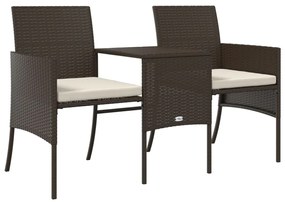 2 személyes barna polyrattan kerti kanapé asztallal/székkel