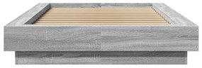 szürke sonoma színű szerelt fa ágykeret LED-del 75x190 cm