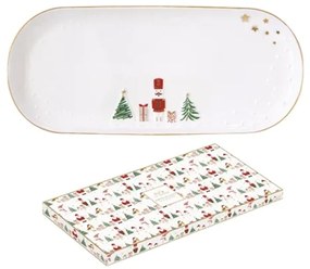Karácsonyi Porcelán tálca 34,5x15 cm díszdobozban Let it Snow