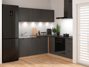 Sarokkonyha Junona Line 200 + 200 cm (bernstein tölgy + grafit). 1118321