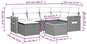 7 részes bézs polyrattan kerti ülőgarnitúra párnákkal