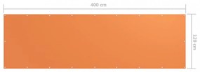 narancssárga oxford-szövet erkélyparaván 120 x 400 cm