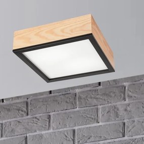 Mennyezeti lámpa NATURAL SQUARE 2xE27/15W/230V 31x31 cm fenyő/fekete