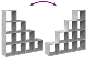 4 szintes betonszürke szerelt fa könyvespolc 131,5x29x131,5 cm