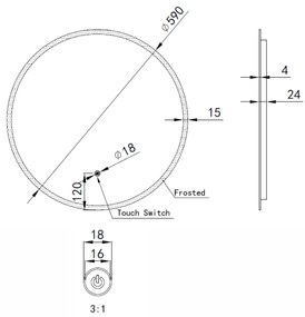Kerek Led tükör Ø60cm Welland Alpha | Fényerő + színhőfok állítás