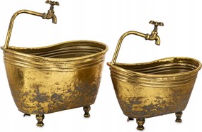 Kád váza Fém kaspó fedél arany dekoráció kpl 2db