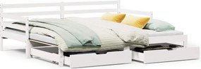 vidaXL fehér kihúzható heverő fiókokkal matrac nélkül 90 x 190 cm