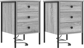 vidaXL Éjjeliszekrény 2 pcs Szürke Sonoma 42 x 41 x 61 cm Faanyag