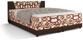 Franciaágy Boxspring 140 cm Linda (minta + sötétbarna) (matraccal és tárolóhellyel). 1046622