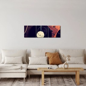 Gramofon lemezek képe (órával) (90x30 cm)