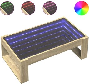 vidaXL sonoma tölgy végtelen hatású LED-es dohányzóasztal 90x53x30 cm