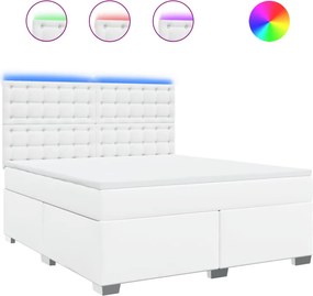 vidaXL fehér műbőr rugós ágy matraccal 180 x 200 cm