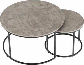 Két dohányzóasztal készlet, beton/fekete, IKLIN