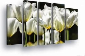 Vászonkép 150x100 Fehér tulipán virágok dekoráció absztrakt tavasz elegancia