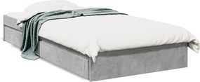 vidaXL betonszürke szerelt fa ágykeret fiókokkal 90 x 190 cm