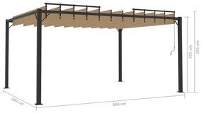 tópszínű szövet és alumínium pavilon lamellás tetővel 3 x 4 m