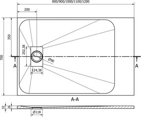 Mexen Hugo, SMC négyszögletes zuhanytálca 110 x 70 cm, fehér, 42107011