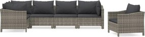 vidaXL 6 részes szürke polyrattan kerti ülőgarnitúra párnákkal